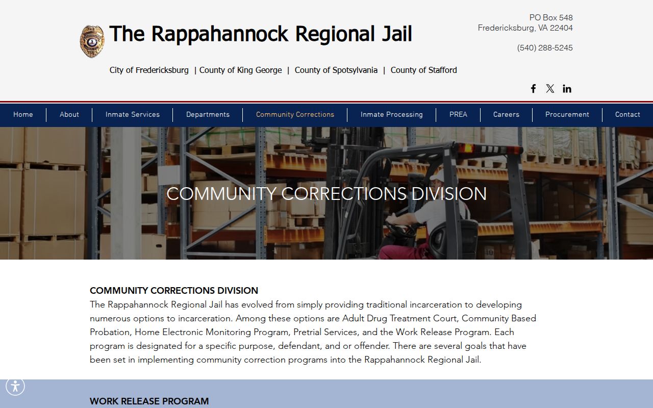 Spotsylvania County post-release supervision and RRJ community corrections programs