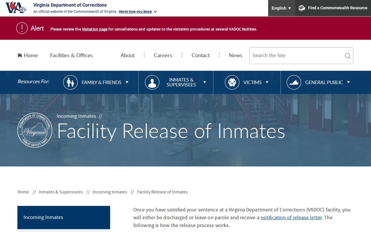 Spotsylvania County actual release date state procedure